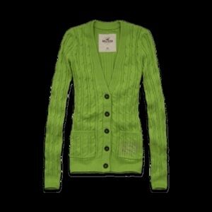 Hollister Vintage Y2K Green Cable Knit Button Up Cardigan S